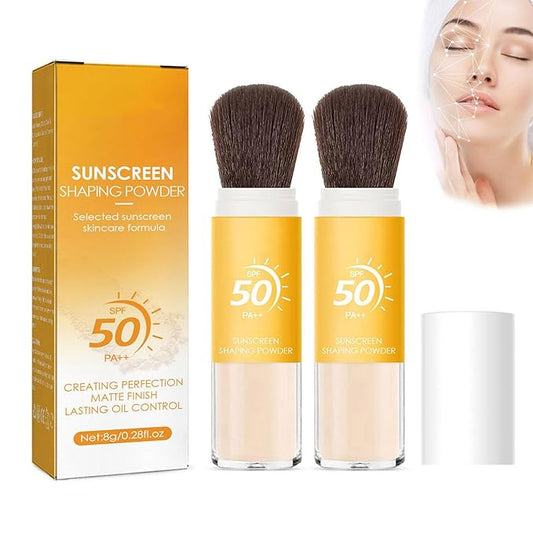 Sunscreen Setting Powder SPF 50 Loose Powder with Brush Natural Mineral Makeup Setting Powder Translucent 0.28 oz for All Skin-2PC-VivaGrace Women