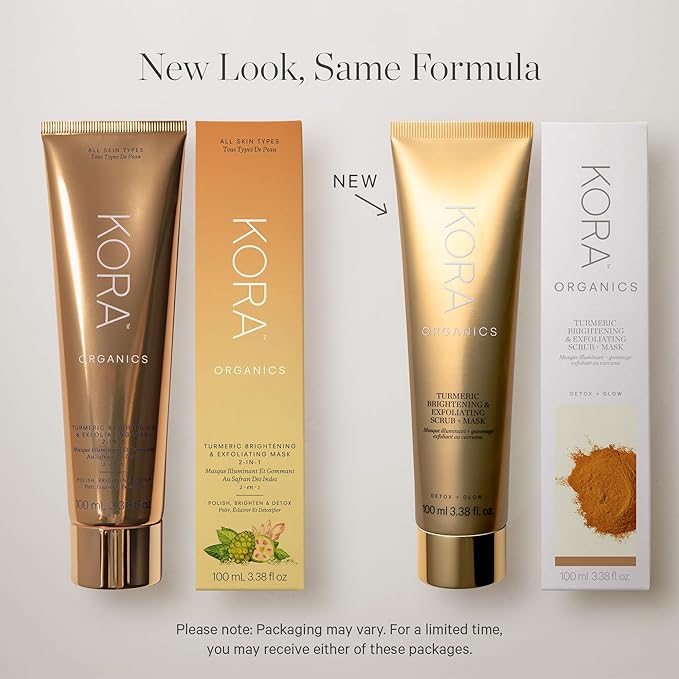 KORA Organics Turmeric Brightening & Exfoliating Mask, Multi-Use Facial Scrub, Polish & Illuminate, Certified Organic Exfoliating Face Mask, Cruelty Free Exfoliator - 3.38 fl oz-VivaGrace Women