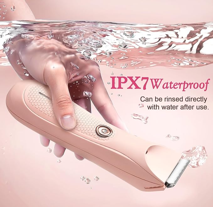 Riokko Bikini Trimmer for Women with LED Light and IPX7 Waterproof Dual Charging, Skin-Safe Cordless Pubic Hair Shaver with Battery Indicator-VivaGrace Women