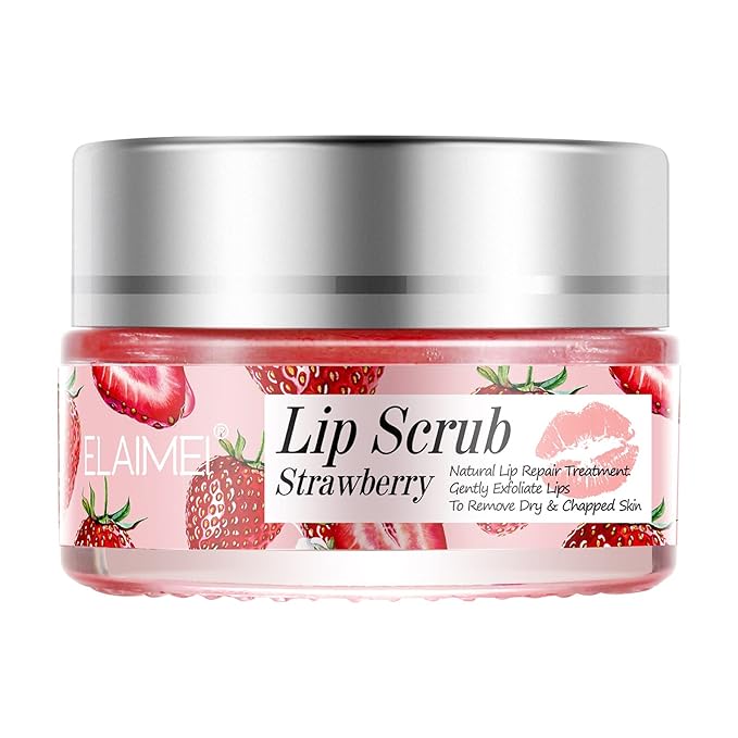 Lip Scrub, Exfoliator & Moisturizer, Lip Repair for Lush Soft Lips, Chapped Dry and Flaky Lips Treatment (Strawberry)-VivaGrace Women