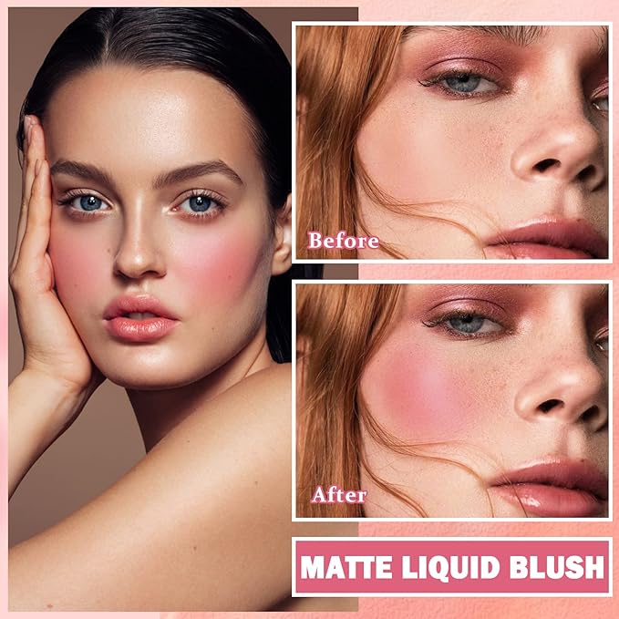 Liquid Blush Cream Blush Soft Matte Blush Liquid Stick for Cheeks Natural Cream Blush Makeup Dewy Face Blush Cosmetics - 02 Pink-VivaGrace Women