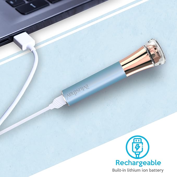 Flawless Facial Hair Remover for Women Painless Electric Razor Epilator Trimmer Shaver with 18K Gold-Plated, 16mm Dual Ring Floating Head, USB Rechargeable, 360° LED for Face Lip Hair Removal-VivaGrace Women