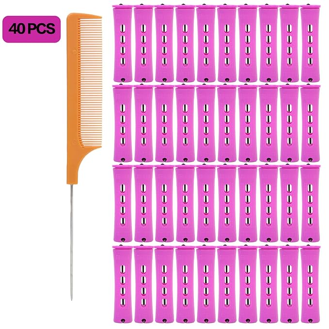 YOROSTAR Perm Rods Set for Natural Hair 40pcs Plastic Cold Wave Rods for Long Short Hair Rollers Large Hair Curling Rods for Women Purple-VivaGrace Women
