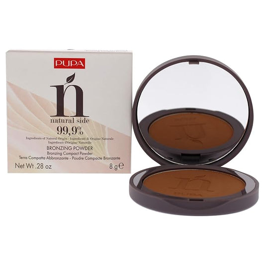 PUPA Milano Natural Side Bronzing Powder 003 Intense Bronze - Add Warmth and Glow to Skin - Easy Blending Bronzer Contour Makeup Powder to Brighten Complexion - 99.9% Natural Formula - 0.28 oz-VivaGrace Women