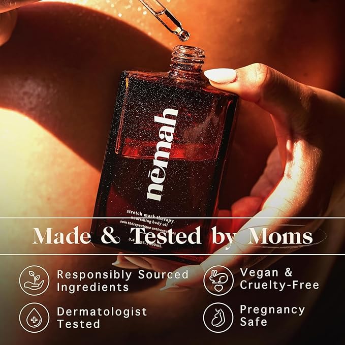 Nemah - Nourishing Belly Oil for Pregnant Women - Hydrating Stretch Mark Oil with Jojoba and Coconut Oil - Vegan & Cruelty-Free - 3.4 fl. oz.-VivaGrace Women
