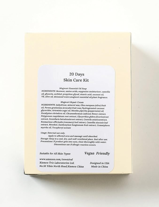 40 Days Complete Acne Skin Care Kit.Mugwort Essential Oil Soap -1Pcs,120g-For Moisturize,Balance Skin.-Acne Recovery Ointment for Facial Acne&Pores-2Pcs,16g.-VivaGrace Women