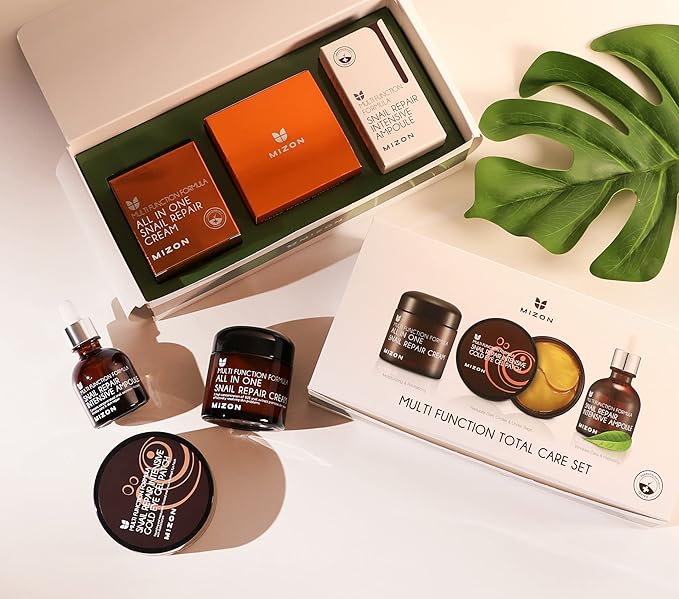 MIZON 24K Gold Snail Skincare Set - Eye Patches, Repair Cream & Ampoule for Sensitive Skin, Anti-Aging & Moisturizing-VivaGrace Women