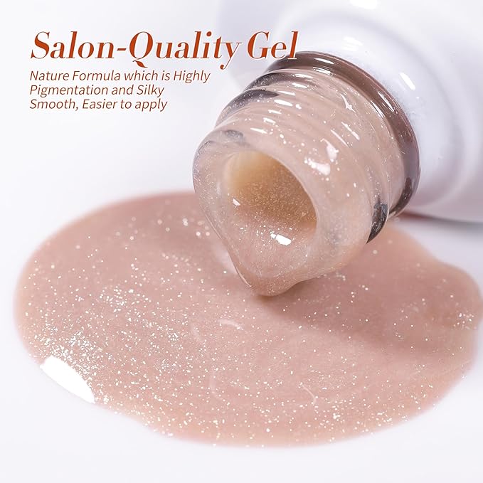 Born Pretty Gel Nail Polish Nude Pink Series,Jelly Transparent,Cat Magnetic Eye,Shimmer Glitter Holographic Nude Pink Gel Polish Kit for Salon Manicure and Nail Art DIY at Home 6Colors-VivaGrace Women