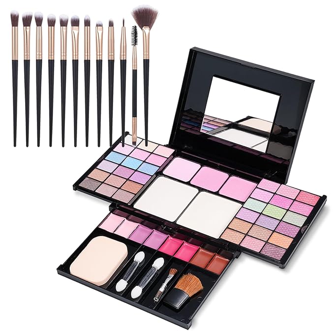 Makeup Kit Eyeshadow Palette for Women Full Gift Kit Girl Kids 49 Colors Makeup Set Combination Eyeshadow Palette with 12pcs Makeup Brushes-VivaGrace Women