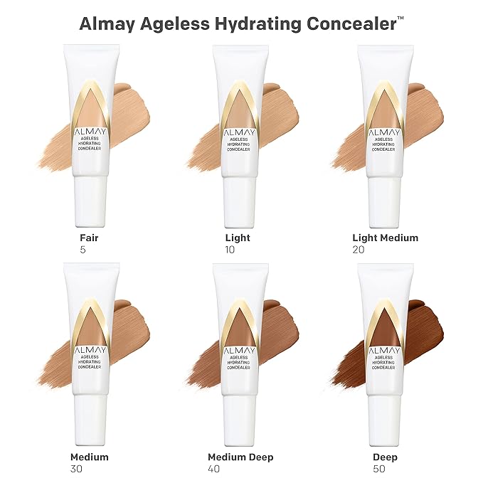 Almay Anti-Aging Concealer, Face Makeup with Hyaluronic Acid, Niacinamide, Vitamin C & E, Hypoallergenic, -Fragrance Free, 020 Light Medium, 0.37 Fl Oz (Pack of 1)-VivaGrace Women