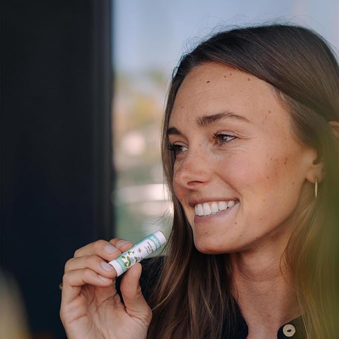 Badger - Classic Lip Balm, Highland Mint, Made with Organic Olive Oil, Beeswax & Rosemary, Certified Organic, Moisturizing Lip Balm, 0.15 oz (4 Pack)-VivaGrace Women