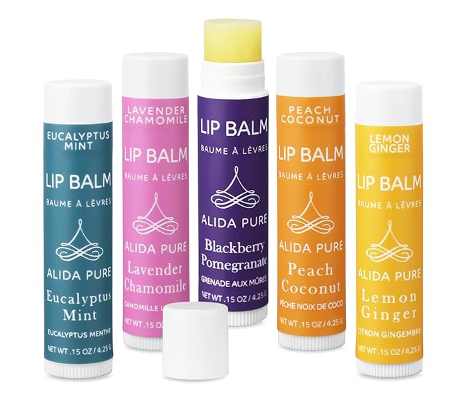 Duet Lip Balm Collection, Vegan Lip Balm Set, Beeswax Free, with Avocado Oil, Organic Jojoba Oil, and Vitamin E, Natural Moisturizer for Dry, Chapped Lips, 5 Tube Set-VivaGrace Women