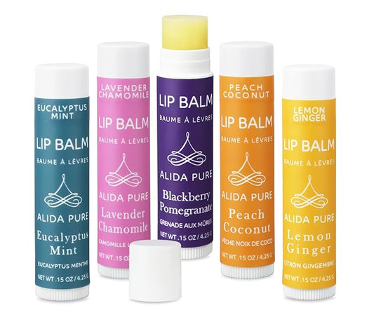 Duet Lip Balm Collection, Vegan Lip Balm Set, Beeswax Free, with Avocado Oil, Organic Jojoba Oil, and Vitamin E, Natural Moisturizer for Dry, Chapped Lips, 5 Tube Set-VivaGrace Women