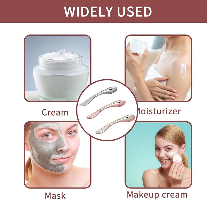 NIIIYTYB3 Pcs Eye Cream Applicator Tool Metal Eye Massager Wand 2 in 1 Zinc Alloy Roller for Under Eye Face Applicator Moisturizer Wand Stick with Spatula Mini Skincare Cosmetic Spatulas-VivaGrace Women