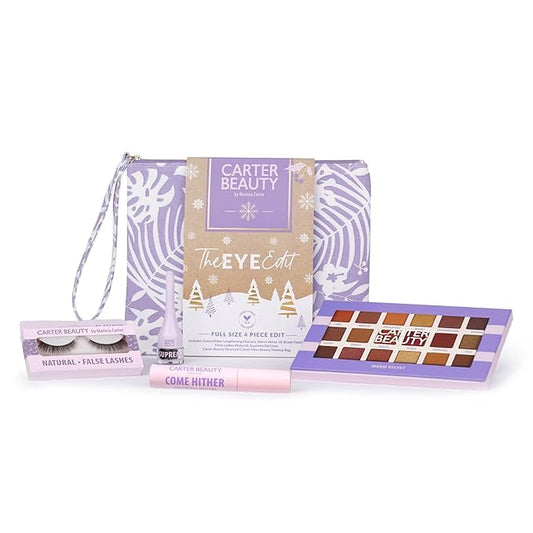 Carter Beauty The Eye Edit - Accentuates The Eyes - Transform Your Eye Makeup Look - Includes Mascara, Eyeshadow Palette, Gel Liner, Natural False Lashes - Vegan And Paraben Free - 5 Pc Gift Set-VivaGrace Women