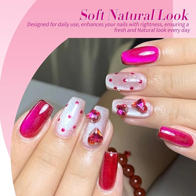 Born Pretty Gel Nail Polish Pink Series,Jelly Transparent Gel Polish, Cat Magnetic Eye,Holographic Glitter Hot Pink Nude Gel Polish for Salon Manicure and Nail Art DIY at Home 6 Colors-VivaGrace Women