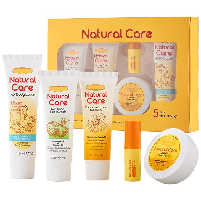 facial skin care set - facial gift sets for women - mini skincare products - body lotion, foot cream, cleanser, lip balm, hand salve-VivaGrace Women