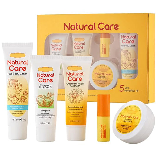 facial skin care set - facial gift sets for women - mini skincare products - body lotion, foot cream, cleanser, lip balm, hand salve-VivaGrace Women