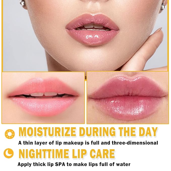 2Pcs Honey Pot Bee Lip Balm with Honey Spoon,Honey Lip Sleeping Mask Overnight 24HR Repair Lip Reduces Lip Lines,Exfoliator Moisturizing Moisture Dry & Chapped Lip Care Products-VivaGrace Women