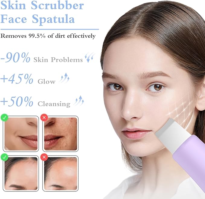 Skin Scrubber Face Spatula Skin Spatula Pore Cleaner Blackhead Remover Tools for Facial Deep Cleansing Skin Care Tool for Men and Women (Purple)-VivaGrace Women