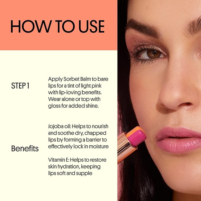 Winky Lux Sorbet Tri-Color Tinted Lip Balm – Hydrating Lip Balm, Sheer Pink Tint, Nourishing Lip Care with Jojoba Oil & Vitamin E, Moisturizes & Softens Dry Lips, Buttery Soft with Pink Coconut Scent-VivaGrace Women