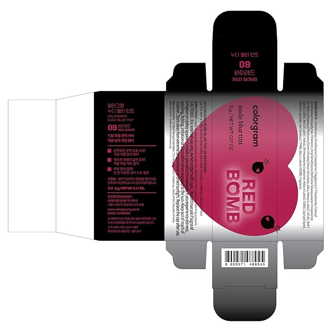 COLORGRAM NUDE BLUR TINT 09 RED BOMB | Soft Velvet Matte Liquid Lipstick & Cheek Tint | Lightweight Blurring Tint for a Smooth & Airbrushed Finish | Long-Lasting & Non-Sticky Formula-VivaGrace Women