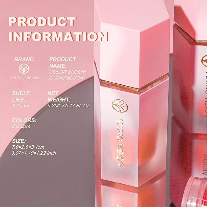 YOUNG VISION Liquid Cheek Blush -Soft Cream Rouge/Blusher Makeup, Buildable Gel-Cream Formula, Long-Wearing, Dewy Finish-VivaGrace Women