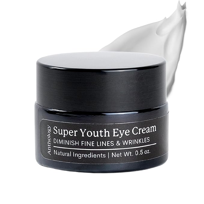 ANTHOLOGY Super Youth Eye Cream for Wrinkles & Dark Circles | Anti-aging Under Eye Cream with Peptides, Organic Aloe Vera & Vitamin C | Daily Use Intense Hydration | 0.5 fl oz 15 ml-VivaGrace Women