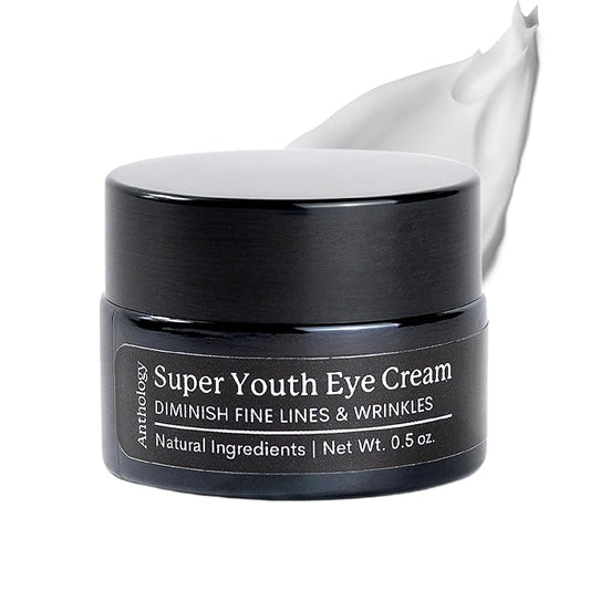 ANTHOLOGY Super Youth Eye Cream for Wrinkles & Dark Circles | Anti-aging Under Eye Cream with Peptides, Organic Aloe Vera & Vitamin C | Daily Use Intense Hydration | 0.5 fl oz 15 ml-VivaGrace Women