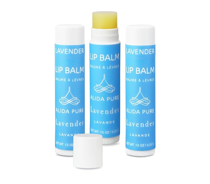 Lavender Lip Balm, Cruelty Free, Vegan Lip Balm Set, Beeswax Free, with Avocado Oil, Organic Jojoba Oil, and Vitamin E, Natural Moisturizer for Dry, Chapped, or Cracked Lips, 3 Tube Set-VivaGrace Women