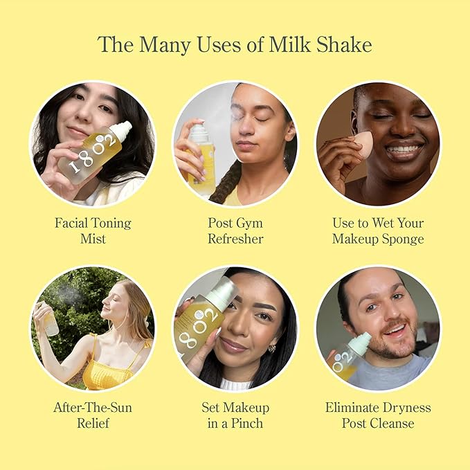 Beekman 1802 Milk Shake Hydrating Face Mist - Hyaluronic Acid & Squalane Facial Mist Minimizes Pores & Gently Moisturizes - Goat Milk Skin Toner Spray - Lightweight, Fragrance-Free Travel Toner-VivaGrace Women