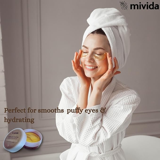 Caffeine & Hyaluronic-Acid Hydra-Gel Eye Pads - Anti Wrinkle Under Eye Patches, 60PCS | Gold Under Eye Patches For Puffy Eyes, Eye Bags and Wrinkles-VivaGrace Women