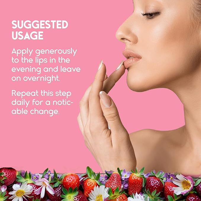 Lip Mask Overnight with Hyaluronic Acid & Collagen, Lip Sleeping Mask for Dry Cracked Lips, Moisturizing, Hydrating, Exfoliating Night Treatment for Lip Care (Strawberry)-VivaGrace Women