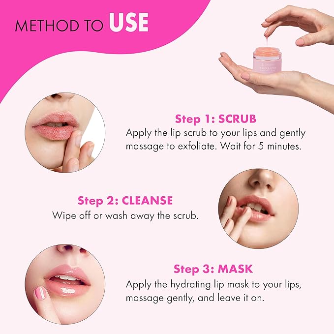 Lip Mask Overnight - Lip Sleeping Mask and Lip Scrub Exfoliator, Scrubber, Moisturizer, Balm and Hydrator for Lip Care, Therapy, Butter, Repair and Treatment for Dry, Cracked Lips-VivaGrace Women