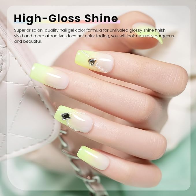 RARJSM Pastel Stained Glass Gel Nail Polish Set 6pcs Clear Orange Yellow Blue Pink Purple Crytal Transparent Jelly Series Sheer Amber Gel Varnish LED UV Curing Requires Spring Easter French Manicure-VivaGrace Women