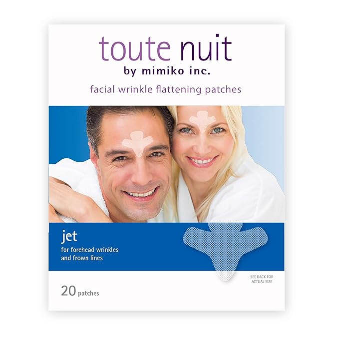Toute Nuit Wrinkle Patches – Jet – Face Tape for Forehead and Large Frown Lines – Hypoallergenic Anti Wrinkle Patches – 20 Count, Made in USA-VivaGrace Women