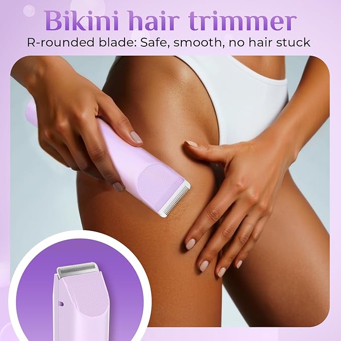 2025 New 2-in-1 Electric Bikini Trimmer for Women - Dual Head Electric Razor,Waterproof Painless Bikini Shaver, Pubic Hair Trimmer for Private Area & Body Hair, Purple-VivaGrace Women