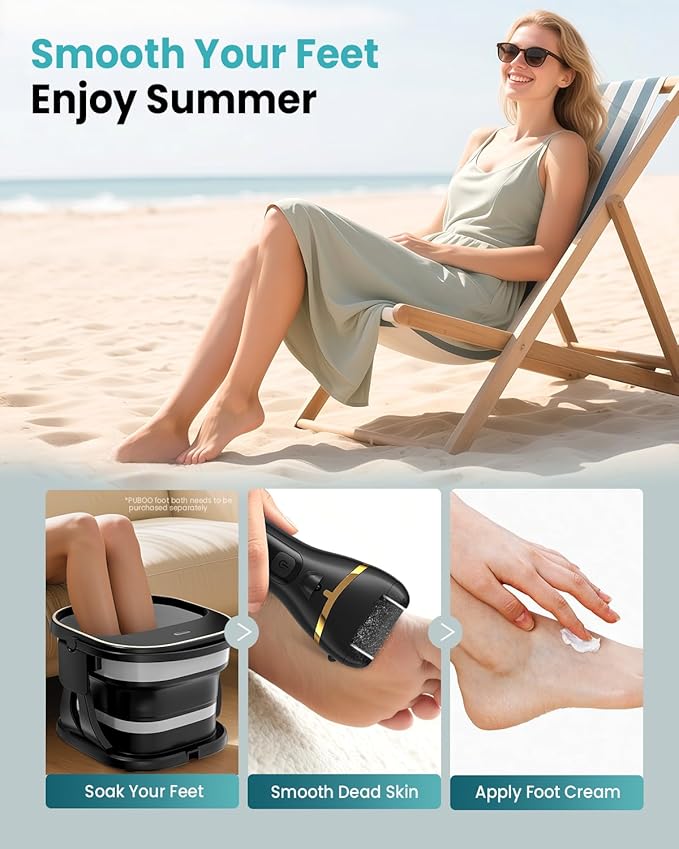 Electric Foot Callus Remover with 10000 RPM Motor and 3-Speed Settings, Foot File Kit with LED Light and Display for Women’s Home Pedicure, Waterproof Foot Grinder with Type-C Charging-VivaGrace Women