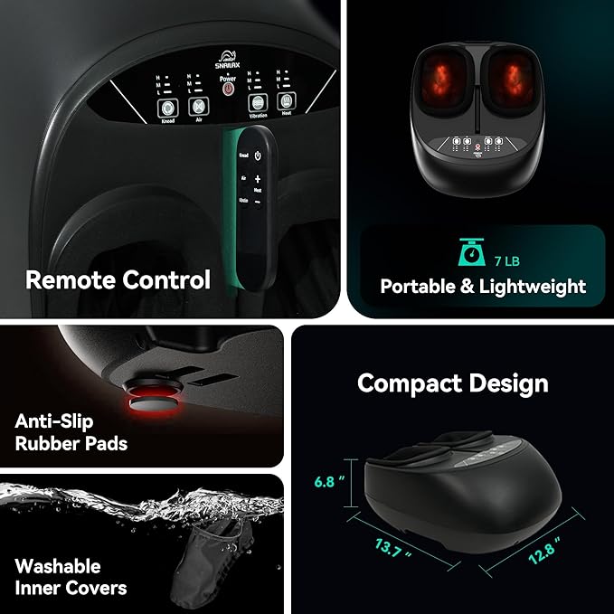 Snailax Foot Massager with Heat Compression Vibration Shiatsu Feet Massager for Plantar Fasciitis Neuropathy, Remote Control, Up to Size 13, Gifts for Dad, Mom Heated Foot Warmer-VivaGrace Women