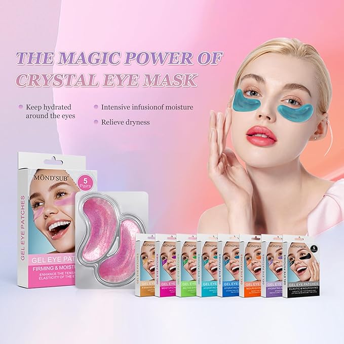Premium Under Eye Patches, Gel Eye Patches Hydrating & Refresh for Puffy Eyes, Under Eye Bags & Dark Circles, Natural Collagen Eye Gels Pads, Crystal Anti-Aging Eye Mask (Light blue)-VivaGrace Women