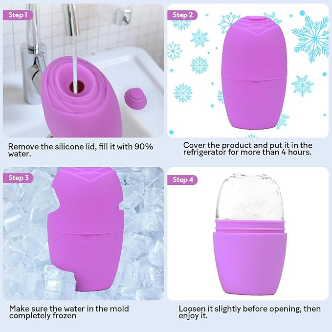 LATME Ice Cube Roller for Face Eyes,Reusable Silicone Ice Mold,Womens Gifts,Face Massager Roller Puffiness Migraine Pain Relief and Minor Injury-VivaGrace Women