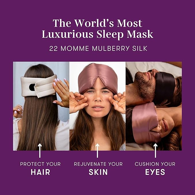 DROWSY Silk Sleep Mask. Face-Hugging, Padded Silk Cocoon for Luxury Sleep in Total Darkness. (Purple Martini)-VivaGrace Women