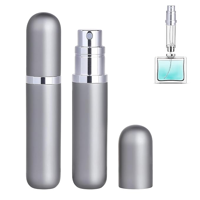 Travel Refillable Perfume Atomizer Bottle 2-Pack 5ml Leakproof Travel Perfume Refillable Bottle (Gray & Gray)-VivaGrace Women