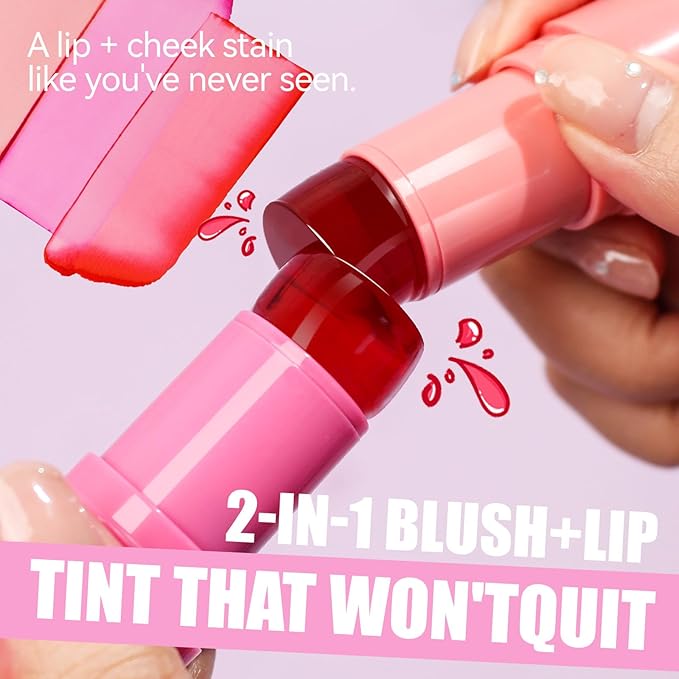 Jelly Blush Stick, Water Jelly Tint Makeup, Sheer Lip & Cheek Tint Stain - Buildable Lightweight Finish, Moisturizing Waterproof Long Lasting Water Tint Lip Stain Makeup-VivaGrace Women