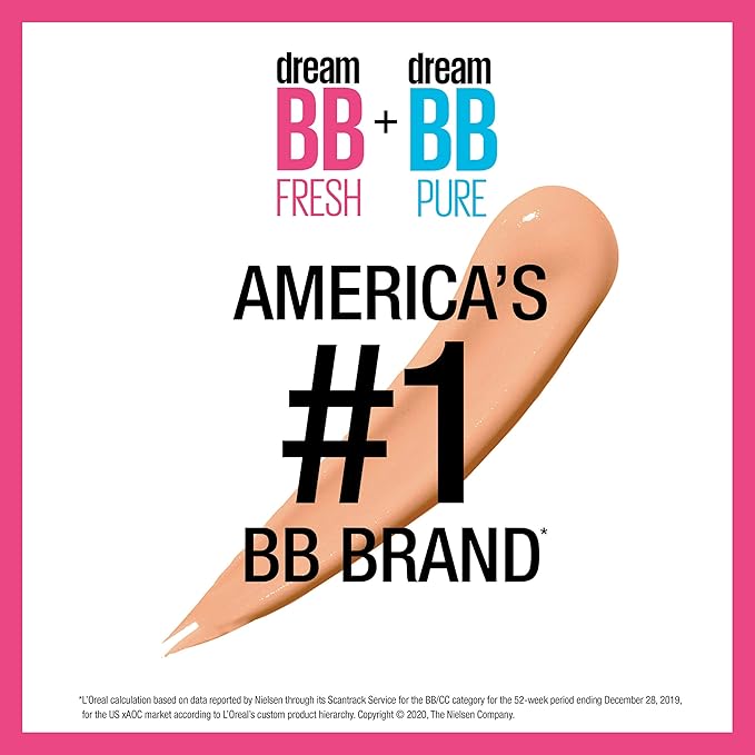 Maybelline Dream Fresh Skin Hydrating BB Cream, 8-in-1 Skin Perfecting Beauty Balm With Broad Spectrum Spf 30, Sheer Tint Coverage, Oil-Free, Deep, 1 Fl Oz-VivaGrace Women
