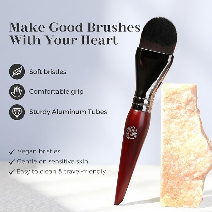 ENERGY Foundation Brush for Liquid Makeup DIY Facial Mask Premium Soft Bristles Contour Face Brush for Blending Liquid, Cream, Eye Mask, Under Eye Concealer Vegan Flat Cosmetic Makeup Tool-VivaGrace Women