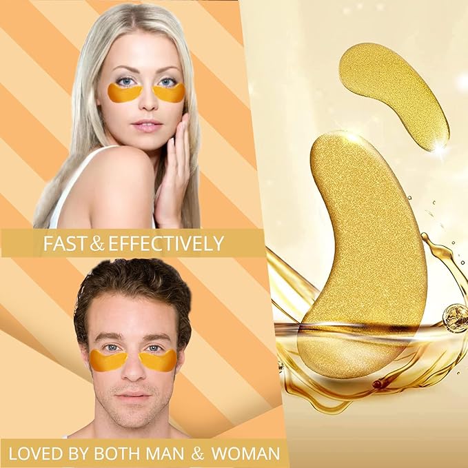 Golden Under Eye Patches for Puffy Eyes & Eye Bags & Wrinkles, Under Eye Patches for Dark Circles,Collagen for Eye Bags, Under Eye Collagen Patches-VivaGrace Women