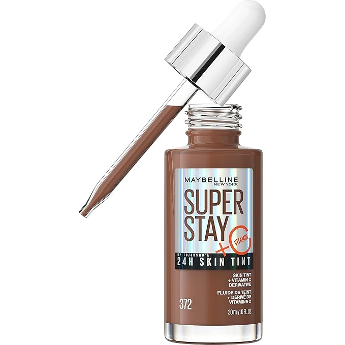 Maybelline Super Stay Up to 24HR Skin Tint, Radiant Light-to-Medium Coverage Foundation, Makeup Infused With Vitamin C, 372, 1 Count-VivaGrace Women