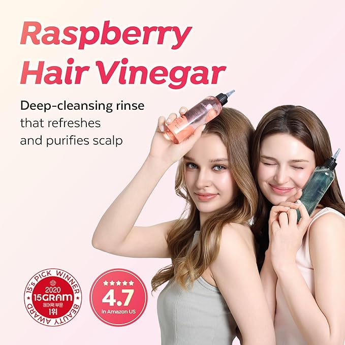 A’PIEU Raspberry Hair Vinegar - Scalp Cleanser & Detox for Oily Scalp, Buildup & Dandruff, pH-Balancing Rinse for Fresh, Shiny Hair, Korean Hair Care, 6.76 fl oz-VivaGrace Women