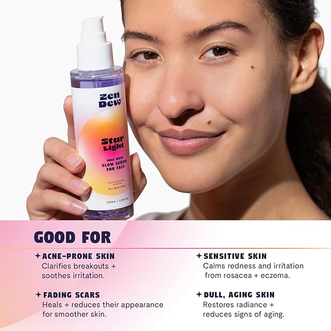 Star Light Snail Mucin Face Serum with Blue Light Skin Protection, 3.38 Oz – Silky Smooth Korean Glow Serum that Restores Moisture and Leaves Skin Brighter, Plumper, Soothed and Smooth-VivaGrace Women